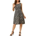 thumbnail image 3 of Allegra K Women's Square Neck Sleeveless Floral a-Line Chiffon Midi Dress, 3 of 7