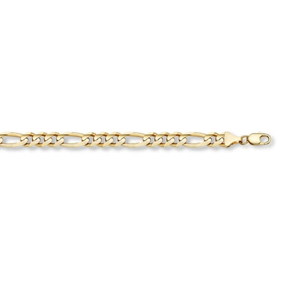 14K Solid Gold 6mm Figaro Link Bracelet for Men