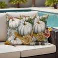 thumbnail image 4 of White Pumpkins Fall Outdoor Waterproof Pillow Covers, Thanksgiving Botanical Sunflower Vintage Decorative Square Throw Pillowcase Sofa Cushion Sham for Patio/Couch/Chair, 24"x24" 2 Pack, 4 of 8