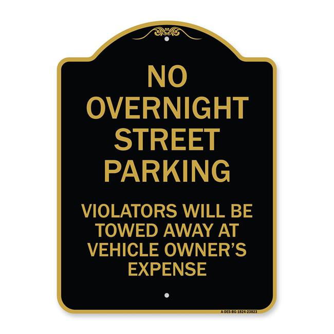 HNNT Aluminum Metal Sign 12x16 INCHES No Overnight Parking Violators Will Be Towed Wall Decor Retro Tin Sign Aluminum for Wall Decor