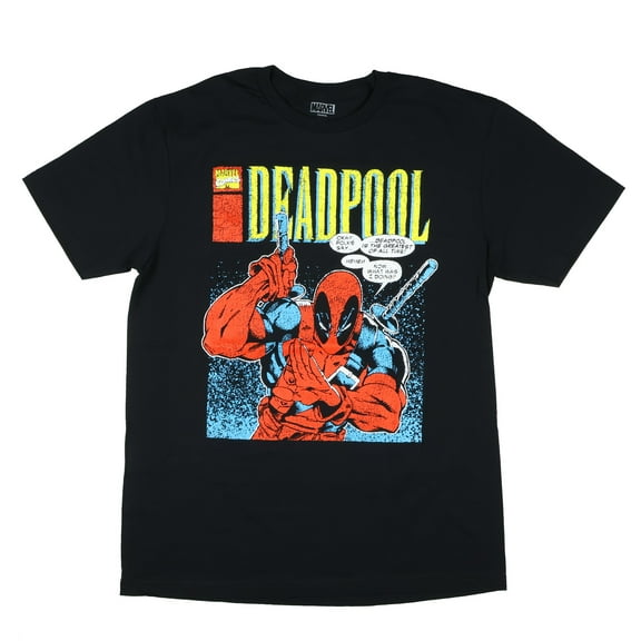 Marvel Deadpool T-Shirt Men's Greatest Of All Time Crackle Distressed Adult Short Sleeve Tee