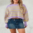 thumbnail image 3 of Ladies‘ Solid Color Knit Sweater with Long Sleeves and Loose Fit, 3 of 9