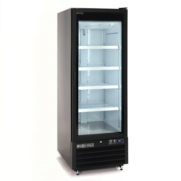 Maxx Cold Single door Merchandiser Freezer, Black Exterior, 30 cuft