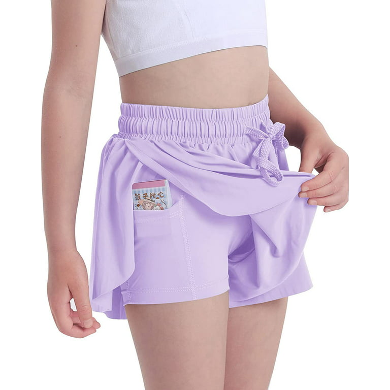  3 Pack Girls Flowy Shorts with Spandex Liner 2-in-1