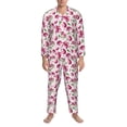 thumbnail image 3 of Logiee Lilies Flowers Print Mens Long Sleeve Pajama Set,Notched Collar Pajamas for Men, Men's Sleepwear,Mens Sleepwear with Pockets & Button Down-X-Large, 3 of 7