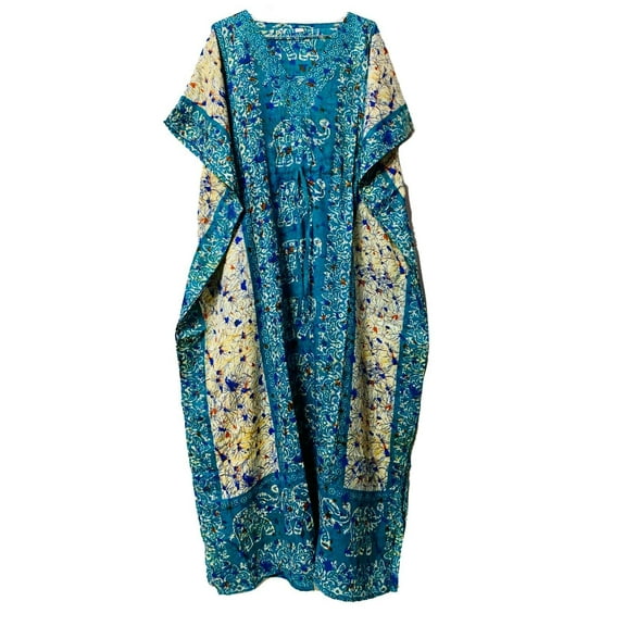 Pack of 2 Long-Kaftan-dress-Hippy-Boho-Maxi-One-Size-Women-india--Tunic-Dress-Night-Gown