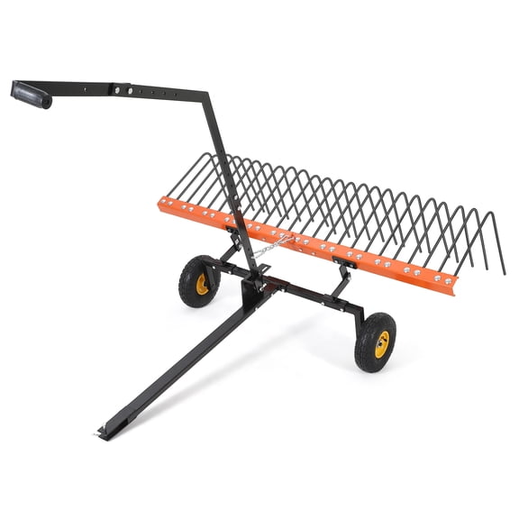 60-inch Tow Behind Dethatcher, 24 Durable Spring Steel Tines Lawn Dethatcher, Garden Grass Tractor Rake Removes Thatch from Large Lawns, Riding Lawn Mower Attachments for Outdoor Yard Tools Lawn Care