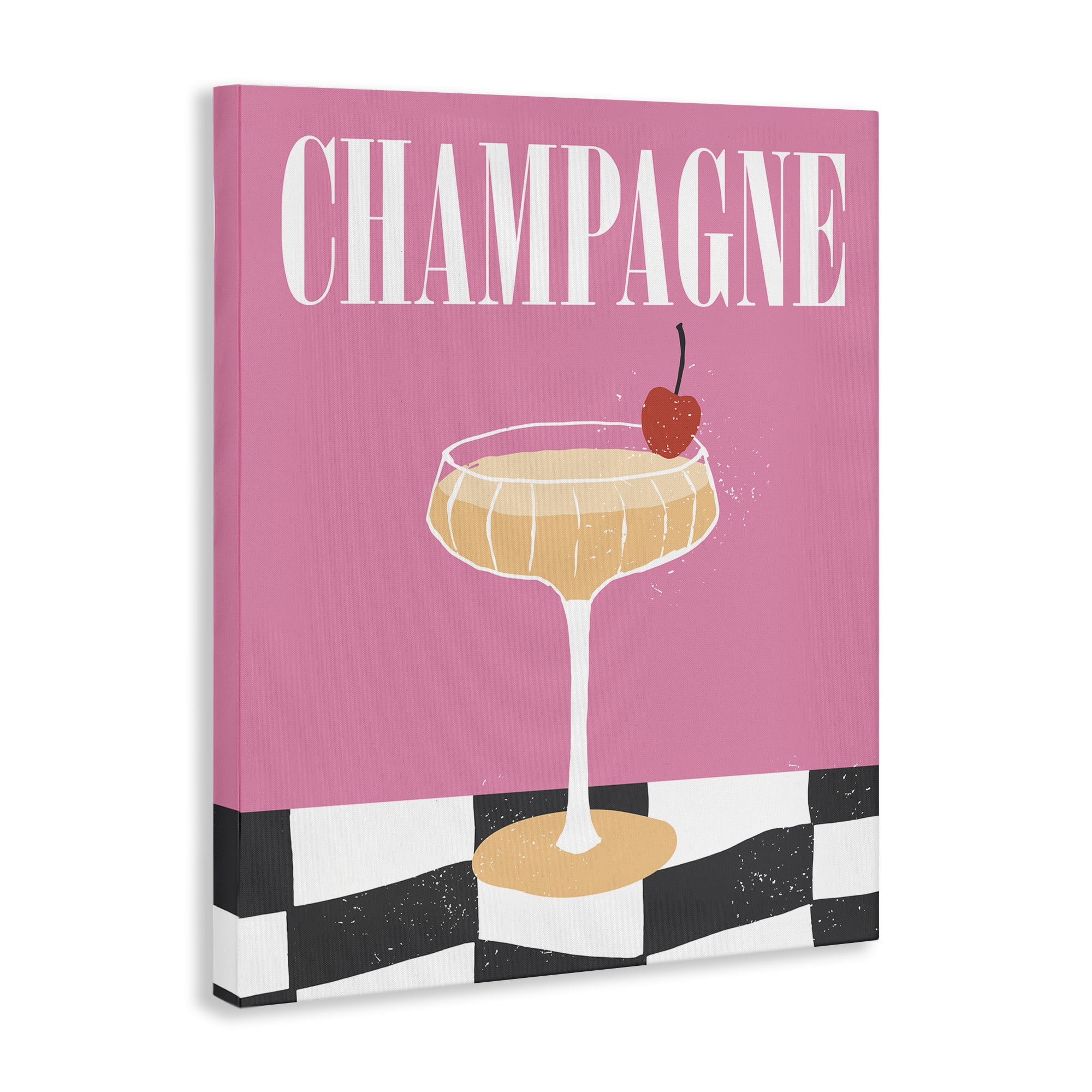 Stupell Industries Champagne with Cherry Food & Beverage Painting Wrapped Canvas Art Print Wall Art, 36 x 48