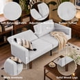 thumbnail image 6 of MIKIBAMA 68.11 Inch Grey 2 Seat Fabric Mid Century Modern Convertible Futon Sofa Bed Tufted Split Back With Solid Wood Legs for Small Spaces, 6 of 7