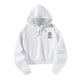 thumbnail image 3 of Sudadera con capucha corta para mujer Ropa con hombros caídos Ropa deportiva de manga larga Sudadera con capucha holgada con cordón L, 3 of 8