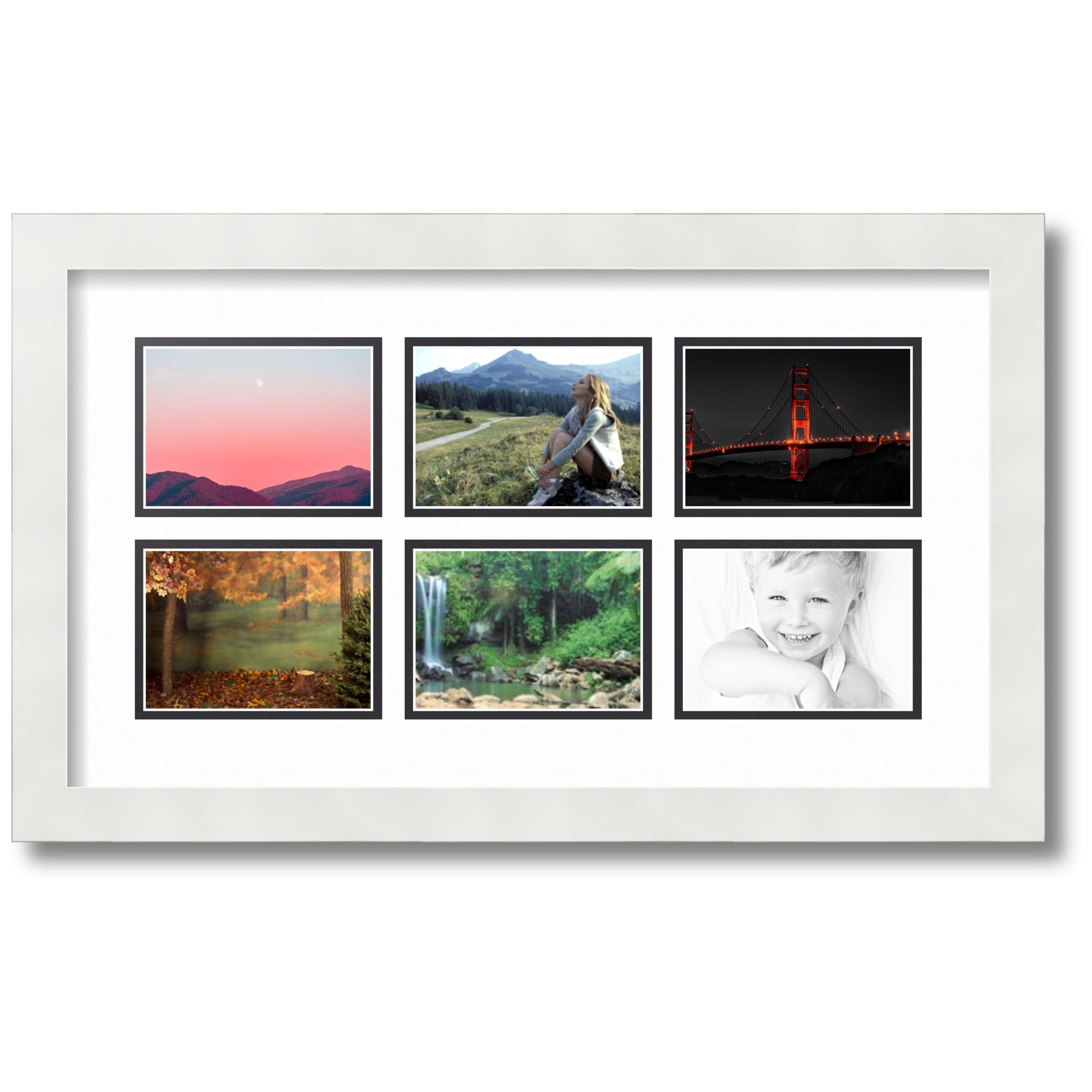 ArtToFrames Collage Photo Picture Frame with 6 - 3.5x5 Openings, Framed in White with Super White and Black Mats (CDM-3966-153)