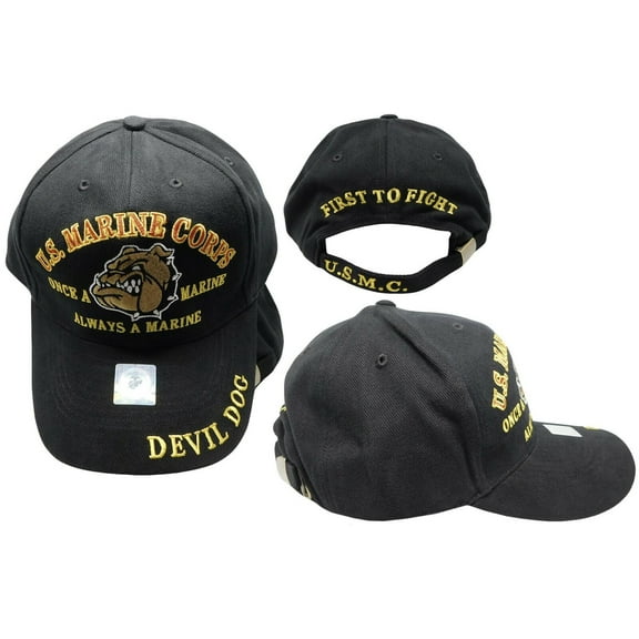 Ant Enterprises USMC SEMPER FI ONCE A MARINE ALWAYS A MARINE CORPS CAP HAT ALL BLACK