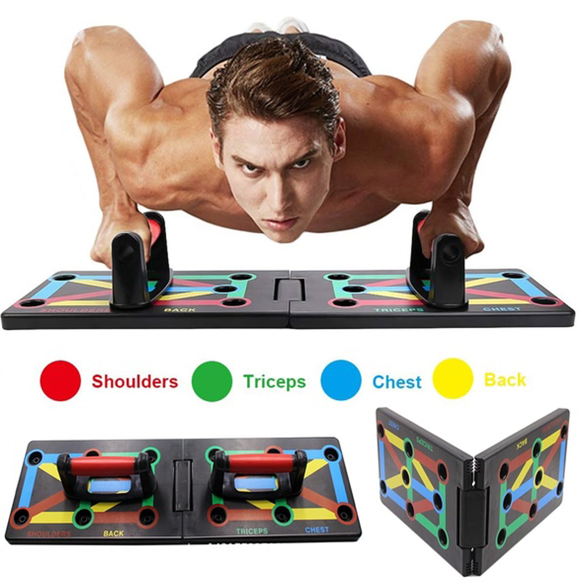 9 in 1 Push Up Rack Board System Fitness Workout Training Gym Exercise Bands 