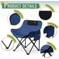 thumbnail image 3 of 2 Pack Compact Camping Chairs Portable Folding for Outside with Carry Bag Lightweight Moon Chairs for Travel Picnic Hiking Beach Fishing, 600D Oxford, Supports 330lbs(Blue, Black), 3 of 14