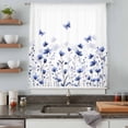 thumbnail image 5 of Purple Floral Butterfly Sheer Curtains 45 Inches Long, Spring Rustic Botanical Flowers Light Filering Curtains, Breathable Simi Curtain Privacy Drapes for Kitchen Bathroom Small Window Treatment, 5 of 9
