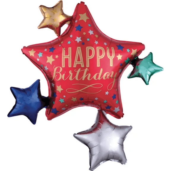 LoonBalloon 35 Inch Star Cluster Birthday Balloon - Festive & Unique