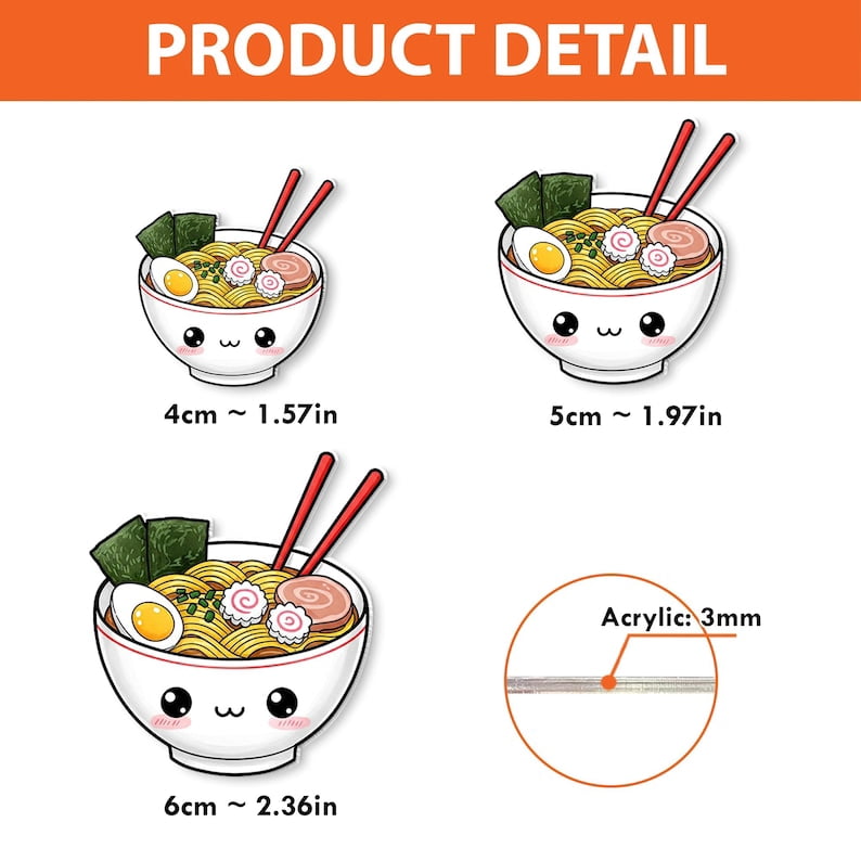 ViciArt Kawaii Ramen Badge Reel, Acrylic Retractable ID Holder, Cute Noodle Bowl Clip