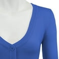 thumbnail image 2 of YEMAK Women's Cropped Bolero 3/4 Sleeve Button Down Cardigan Sweater CO129-Violet-XL, 2 of 11