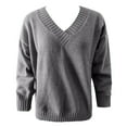 thumbnail image 4 of Arlun V-Neck Sweaters for Women Soft Long Sleeve Versatile Knitted Sweater Casual Loose Fit Solid Color Drop Shoulder Pullover Tops Autumn and Winter Going out Clothes GY1 M, 4 of 5