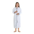 thumbnail image 4 of Unisex Cotton Terry Kimono Bathrobe with Embroidery All-Season Robe, XL, Blue-White, 4 of 12