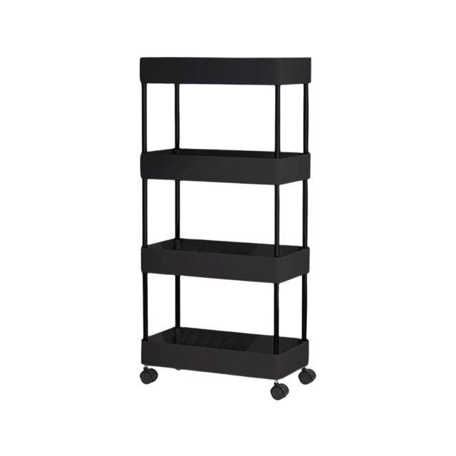 WRKEKC Clearance Wide 4-Tier Rolling Storage Cart, Multi-Purpose Mobile Shelving Unit for Laundry/Kitchen, Heavy-Duty Design
