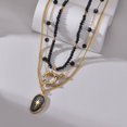 thumbnail image 3 of Zhuge Colgante de collar hecho a mano, moderno y versátil collar de cuentas negras de acero inoxidable (negro), 3 of 5
