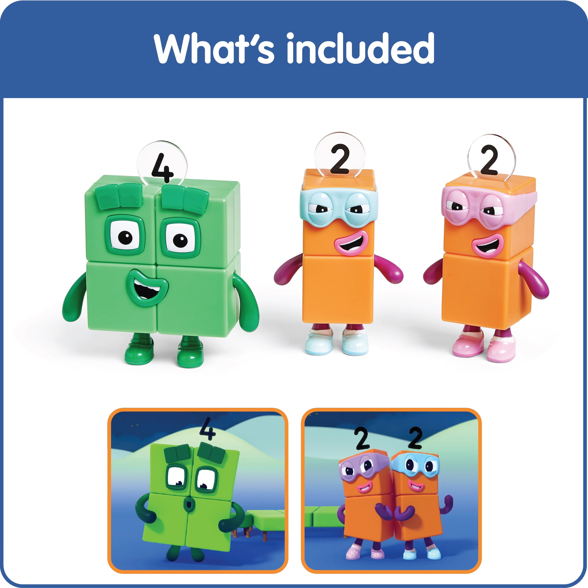 hand2mind Numberblocks® Four and The Terrible Twos, Toy Figures Collectibles, Mini Action Figures