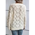 thumbnail image 3 of Women's Beige Hollow Out Knit Drop Shoulder V Neck Sweater | [ZhiHiMeRi] | (US 12-14)L, 3 of 12