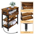 thumbnail image 5 of 3 Tier Narrow Sofa Side End Table w/ USB Ports & Power Outlet Nightstand Storage, 5 of 7