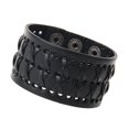 thumbnail image 4 of Men Alloy Wide Rope Cross PU Leather Cuff Wristband Bangle Bracelet Black, 4 of 8