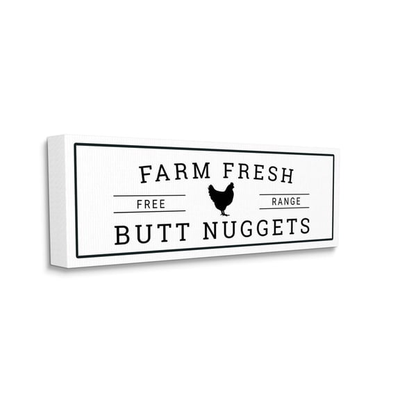 Stupell Home Décor Farm Fresh Butt Nuggets Funny Chicken Word Design Canvas Wall Art by Susan Ball