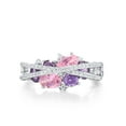 thumbnail image 4 of Santuzza 925 Sterling Silver Twist Ring Amethyst Pink Cubic Zirconia Rings for Women, 4 of 6