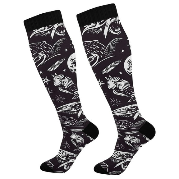 joogoo Goth Skeletons Long Socks Women Men Knee High Sock