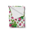 thumbnail image 2 of Fruit Soft Flannel Fleece Throw Blanket, Spring Botanical Art Raspberries with Green Leaves, Cozy Plush for Indoor and Outdoor Use, 70" x 90", Green Magenta, by Ambesonne, 2 of 6