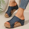 thumbnail image 4 of Dakaela Women's Platform Wedge Sandals Cork Wedges Heels Slip on Slides Comfortable Summer Beach Shoes, 4 of 7