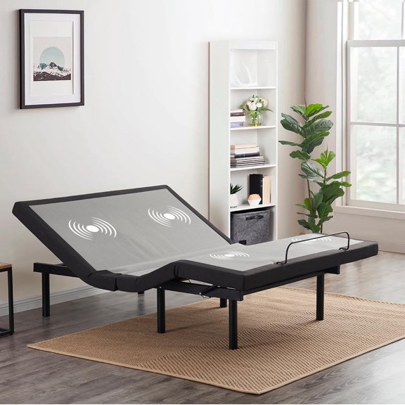 Nestl Adjustable Massaging Bed Frame, King Adjustable Bed Mattress, Electric Adjustable Bed Base with Wireless Remote, USB Ports, LED Light