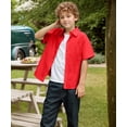 thumbnail image 4 of Camisa Visaccy casual roja de manga corta con botones para niños, 4 of 6
