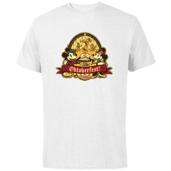 Disney Mickey and Minnie Mouse Celebrate Oktoberfest 2023 - Short Sleeve Cotton T-Shirt for Adults - Customized-White