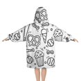 thumbnail image 2 of Black White Baseball Snacks Pattern Blanket Hoodies for Kids 6-13YR Oversize Wearable Blanket Hoodies for Boys Girls Teens, 2 of 7