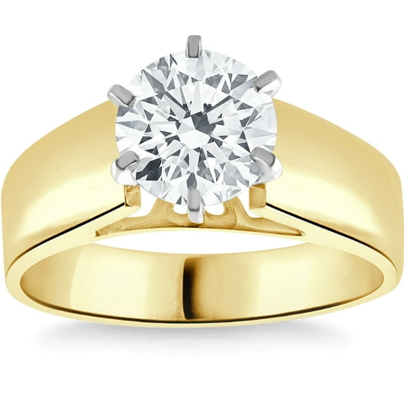 Pompeii 2Ct Round Moissanite Solitaire Engagement Ring Yellow Gold (G/H,VS)