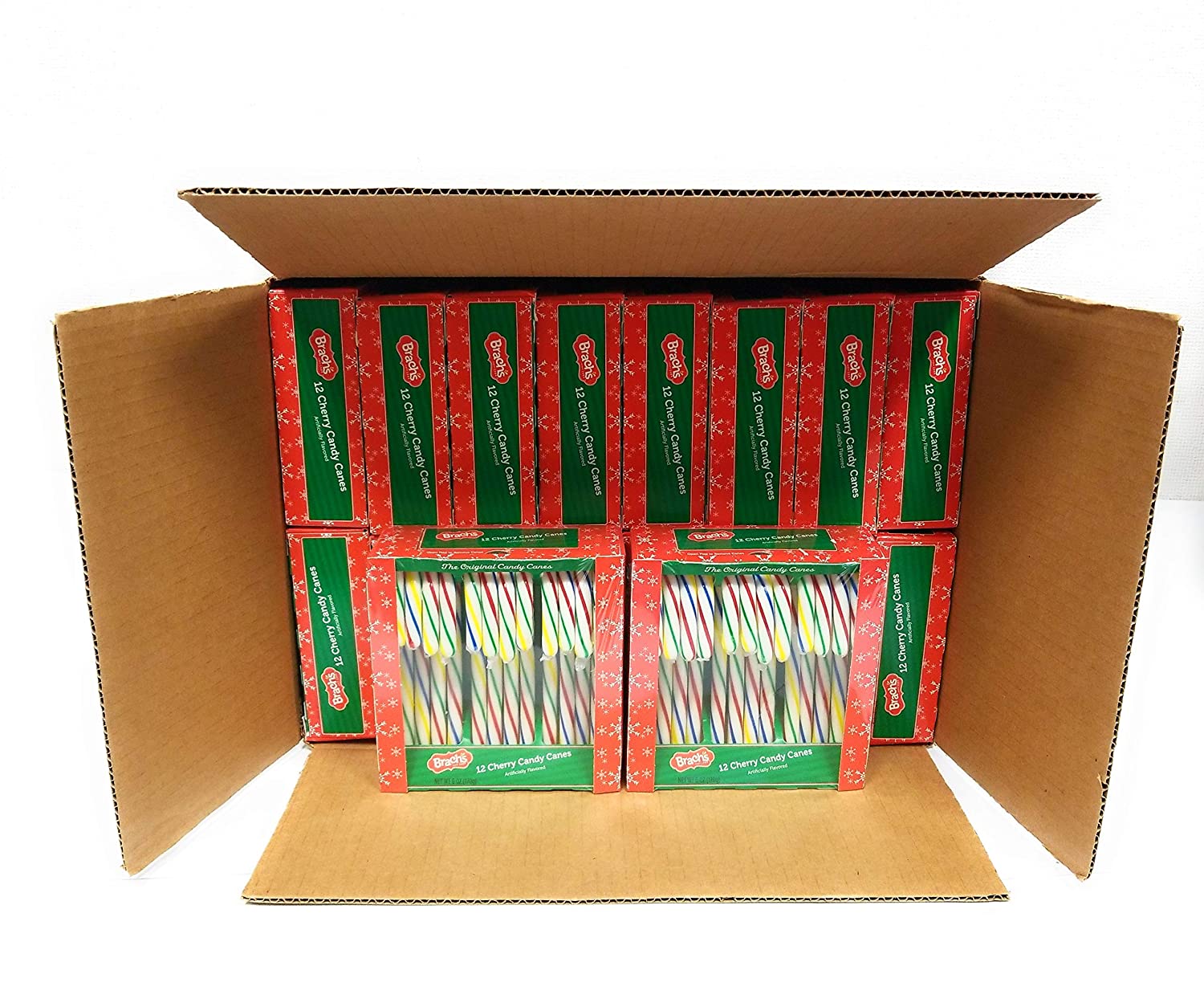 Brachs Cherry Candy Canes,16 x 12 Count, 6LB Box (96oz 192 ct