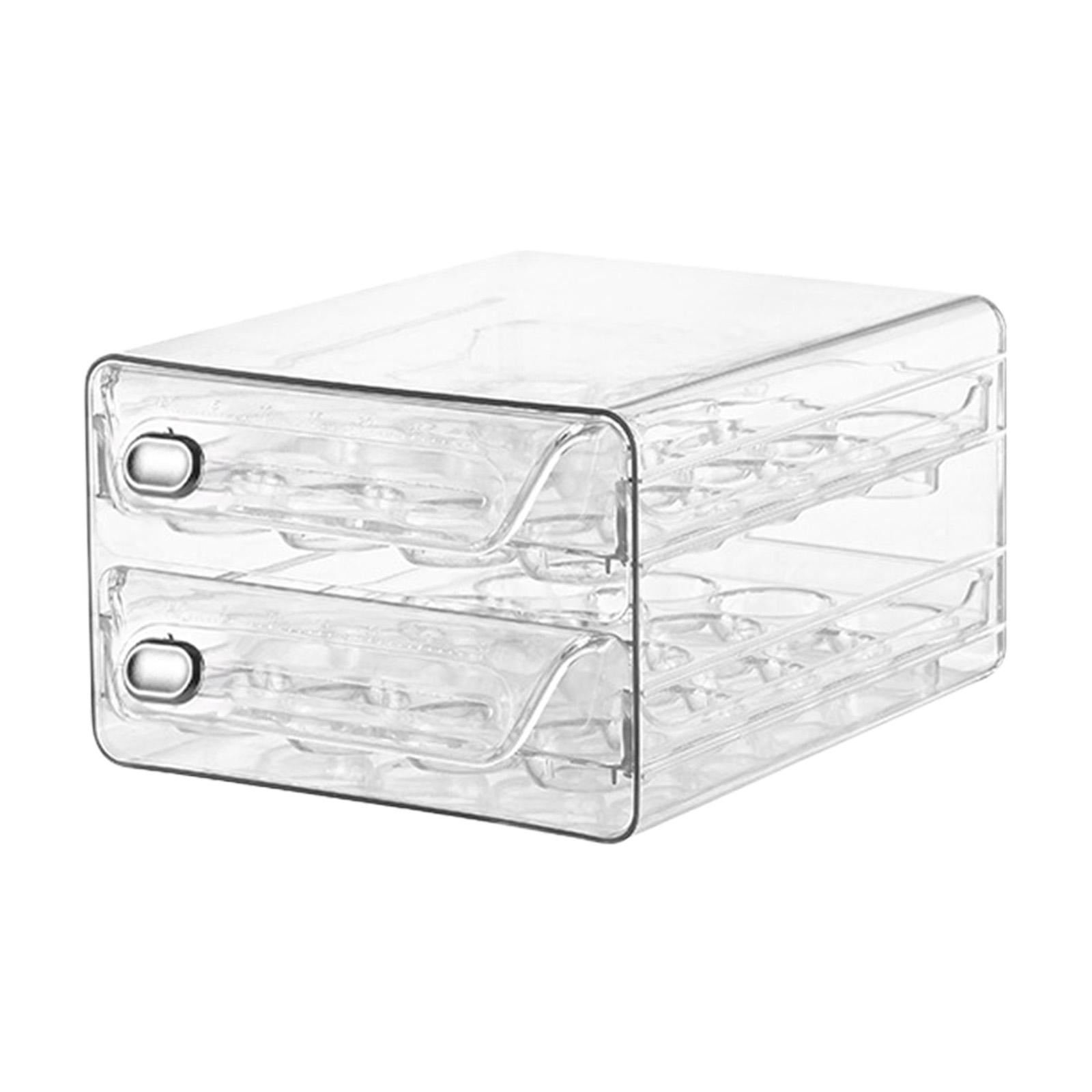 Eggs Organizer Drawer Fridge Egg Drawer Organizer Bins Pull Out Stackable Egg Holder Double Layers Eggs Container for Pantry Kitchen Cabinet 40 Grids