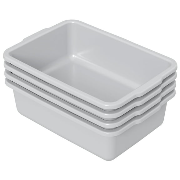 Sosody 35 L Large Plastic Commercial Bus Tub, 4 Packs Large Bus Box, Gray