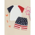 thumbnail image 4 of Lairauiy 0-3T Baby Boys Girls 4th of July Outfit, Rainbow Letter Print Short Sleeve Tops Elastic Waist Striped Shorts Toddler Summer Set, 4 of 9