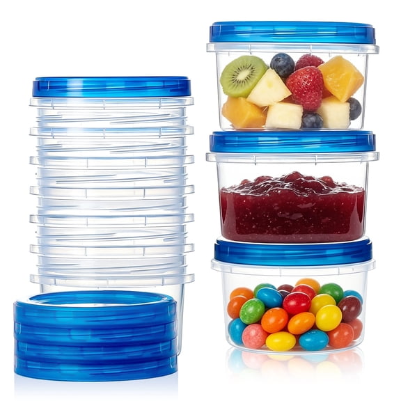 VEGCOO 10 Pcs 16oz Freezer Storage Containers with Lids,BPA Free Reusable Freezer Containers, Clear Plastic Food Storage Meal Prep Containers for Leftover Lunch Fruit Salad Snack