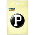 thumbnail image 1 of Letter P Initial Black White Pinback Button Pin Badge, 1 of 2