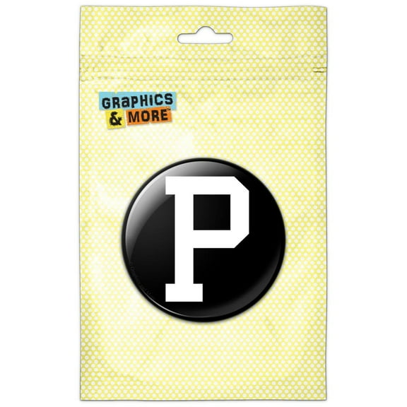 Letter P Initial Black White Refrigerator Button Magnet
