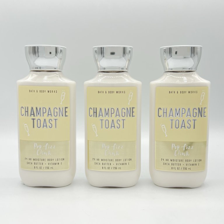 Bath and Body Works Champagne Toast 8oz Moisturizing Body Lotion 3-Piece Bundle, Size: Regular, Beige