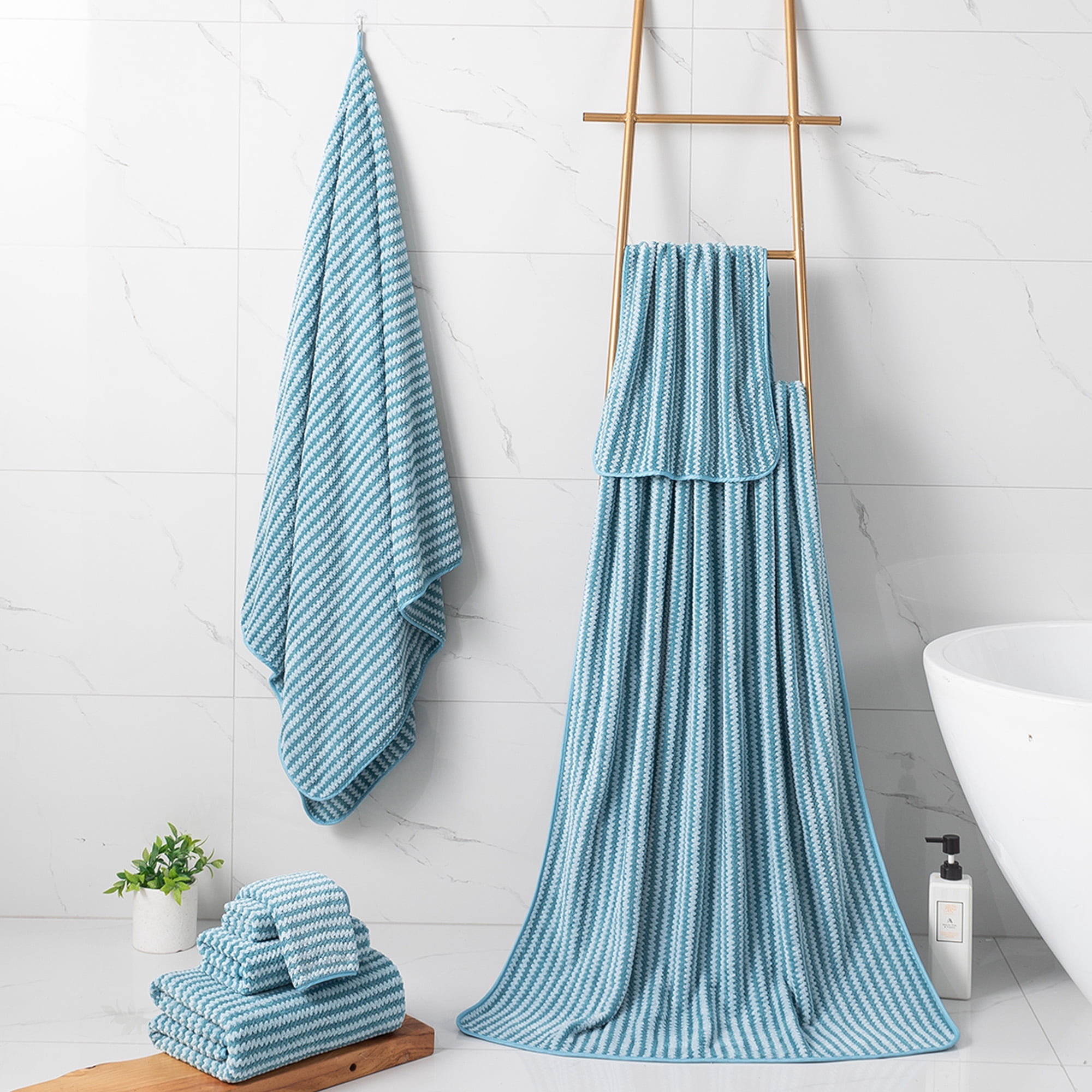 Green Essen 4 Pack Bath Towel Set Soft Bath Sheet 650 GSM Thick Oversized Bath Shower Towels 35"x70" Absorbent Large Bathroom Towels Quick Dry Microfiber Towels Set for Hotel SPA,Turquoise