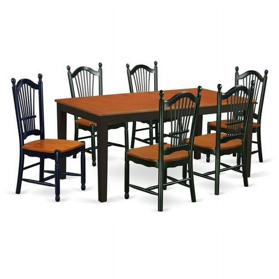 East West Furniture Dining Room Set Black & Cherry, NIDO7-BCH-W